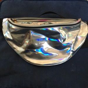 NWOT Silver Holographic Fanny Pack H2O Proof